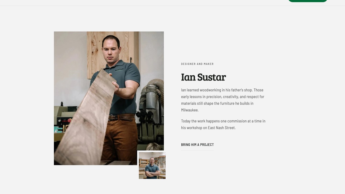 The section about Ian Sustar on the new homepage