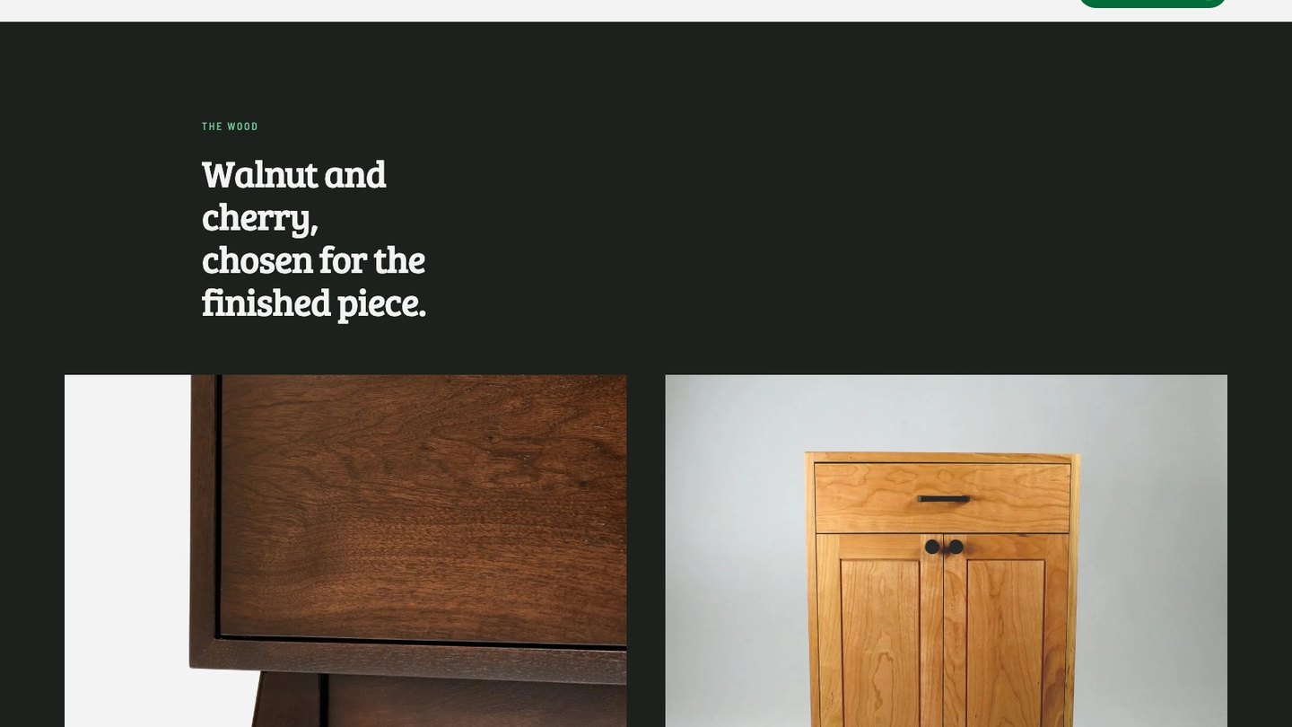 The wood section of the new homepage